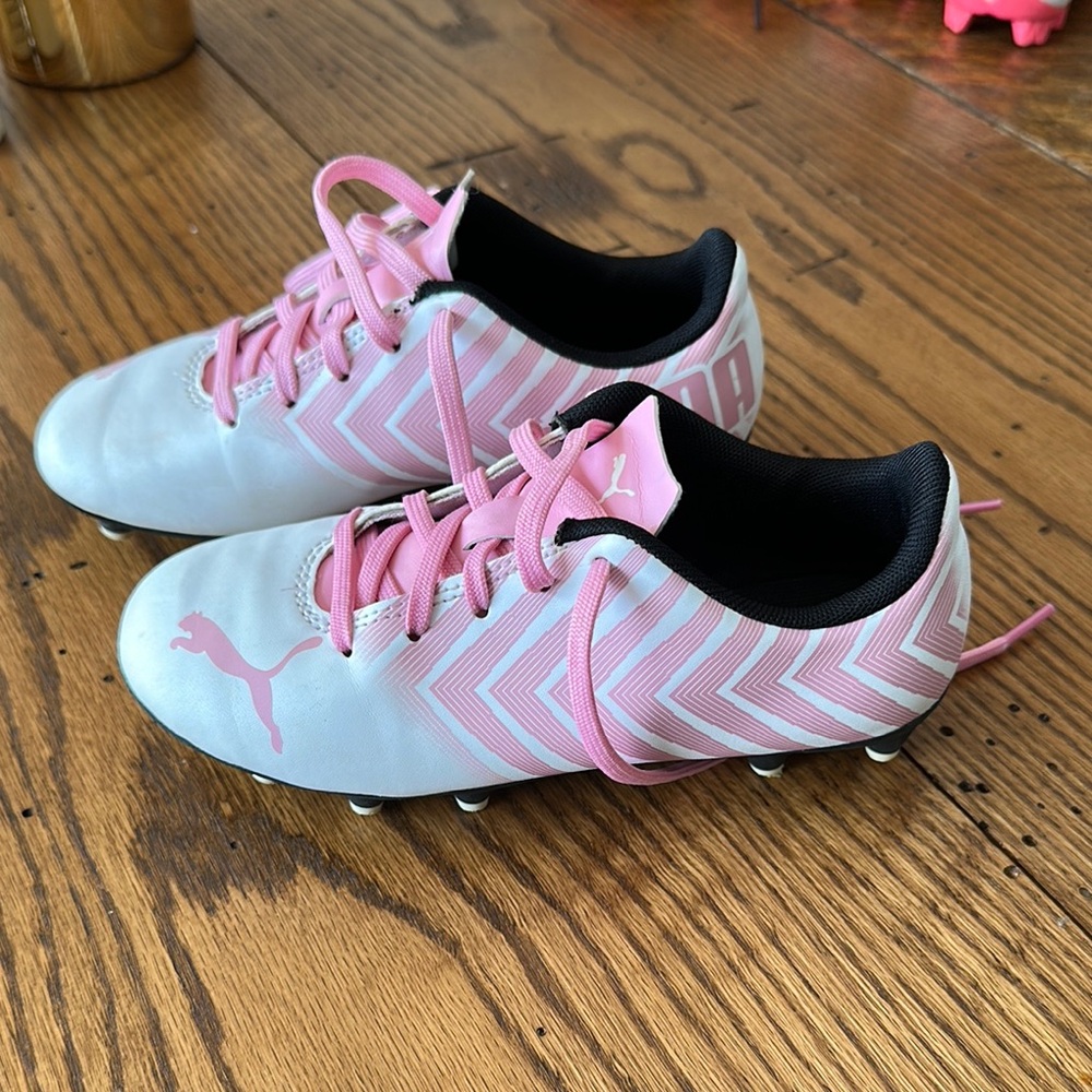 Puma Pink and White Soccer Cleats